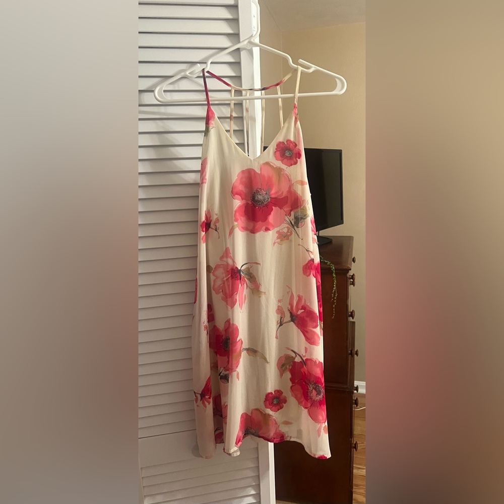 Pink Floral Mini Shift Dress